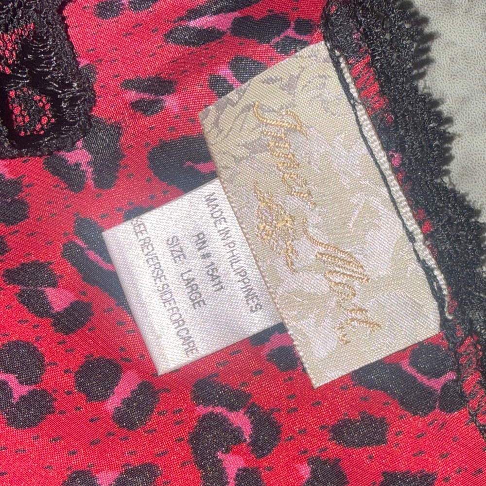 Vintage Red & Black leopard Lace Chemise Satin mini dress Small- Large - Picture 4 of 4